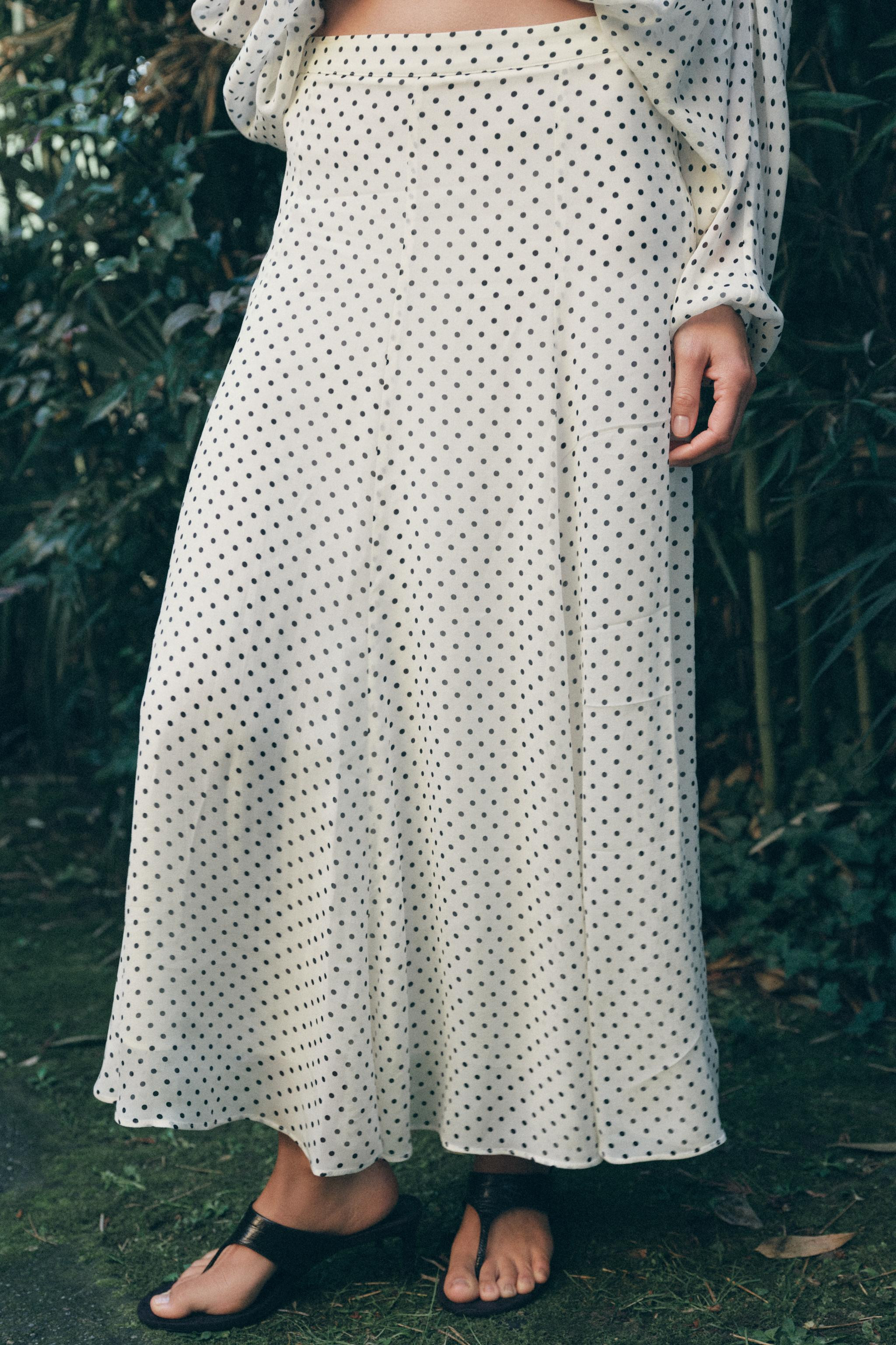 ZW COLLECTION POLKA DOT MIDI SKIRT | Zara US