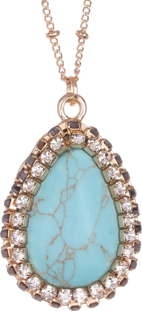 Liv Crystal Halo Simulated Turquoise Pendant Necklace | Nordstrom Rack