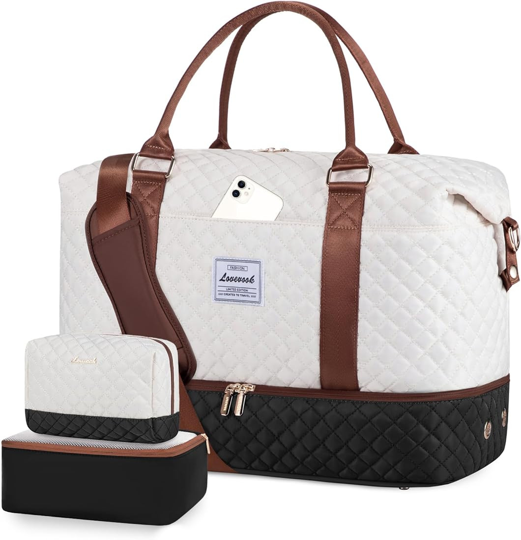 LOVEVOOK Travel Duffle Bag for Women, Weekender Bag with Separate Shoe Compartment, Carry on Over... | Amazon (US)