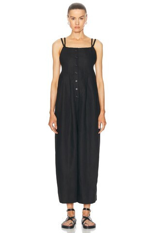 BODE Linen Gardner Jumpsuit in Black | FWRD 