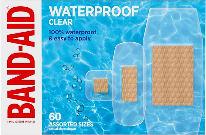 BAND-AID Brand Clear Waterproof Adhesive Bandages, Sterile 100% Waterproof Protection & Wound Car... | Amazon (US)