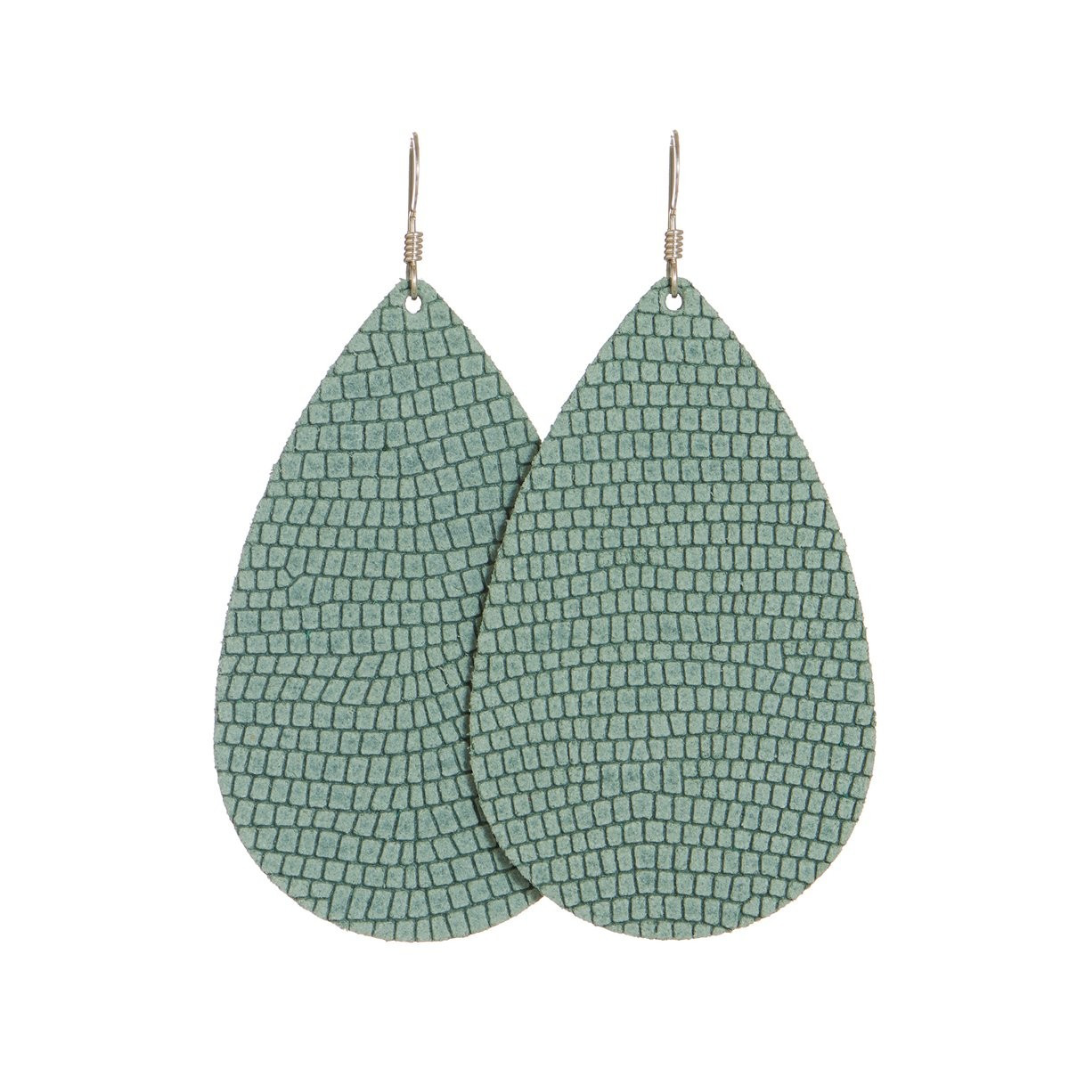 Laurel Green Teardrops | Nickel and Suede