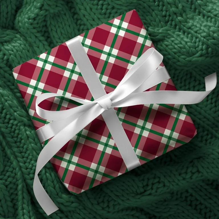 Red and Green Plaid Christmas Wrapping Paper, 160 sq ft, by Holiday Time | Walmart (US)