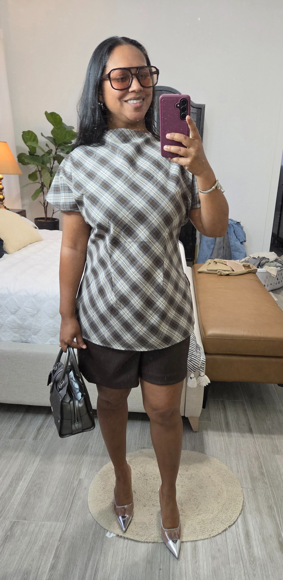 Fall plaid top - wearing size Medium, runs a little big

