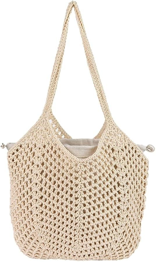 Crochet Bags for Women Slouchy Hollow Woven Shoulder Purse Summer Beach Tote Handbags for Daily &... | Amazon (US)