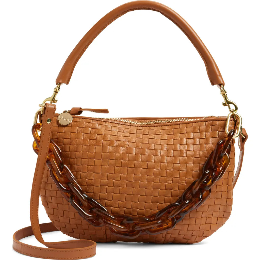 Clare V. Petit Moyen Woven Leather Messenger Bag in Natural at Nordstrom | Nordstrom