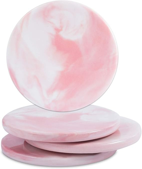 Ceramic Coasters for Drinks, Marble Stone Coasters Set of 4, D&PY Round Coaster 3.75 Inches in Di... | Amazon (US)