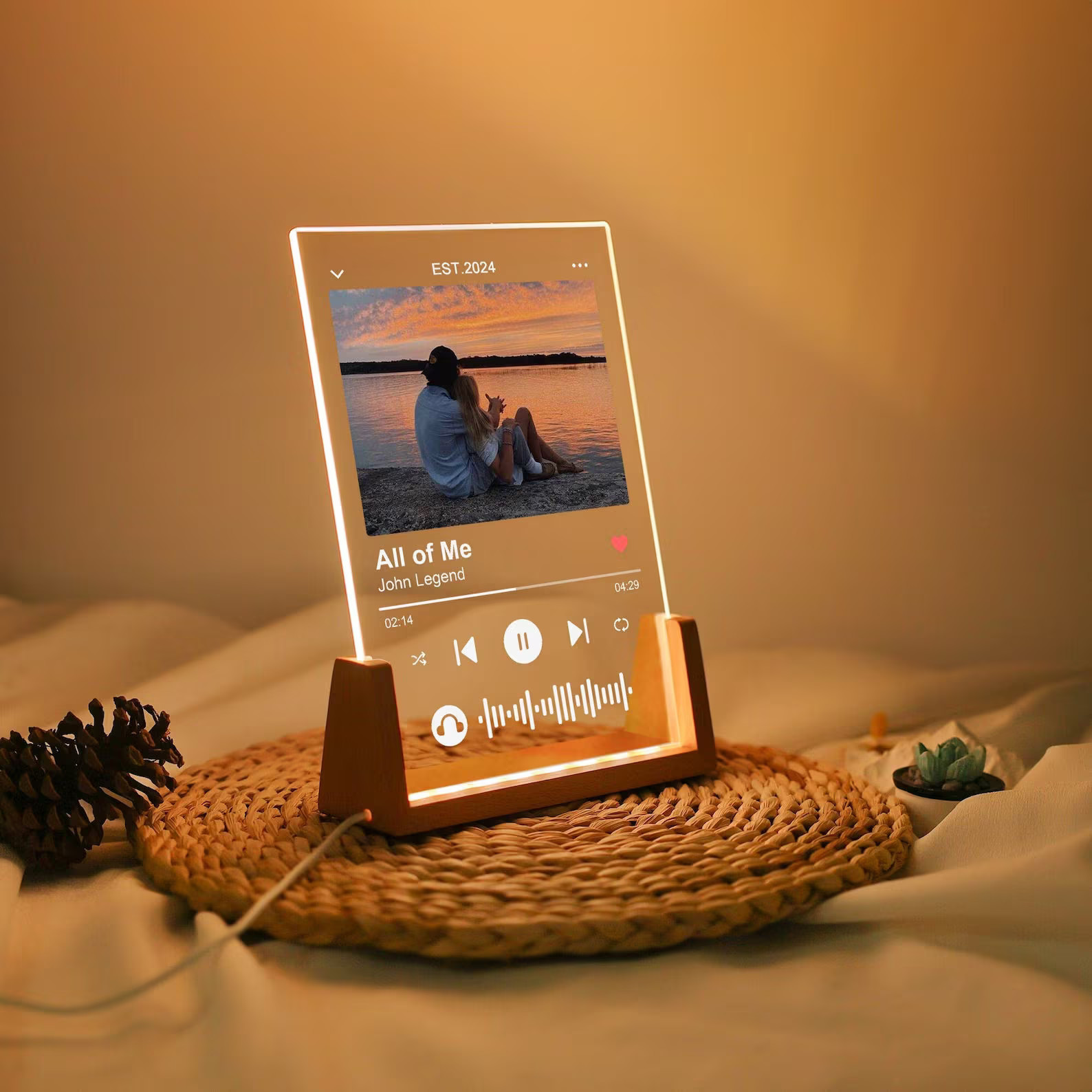 Music Photo Name Night Light, Custom Photo Music Plaque, Personalized Song Acrylic Plaque, Bedroo... | Etsy (US)