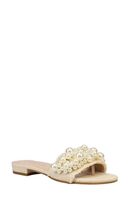 Pelle Moda Bayer Imitation Pearl Slide Sandal in Natural at Nordstrom, Size 11 | Nordstrom