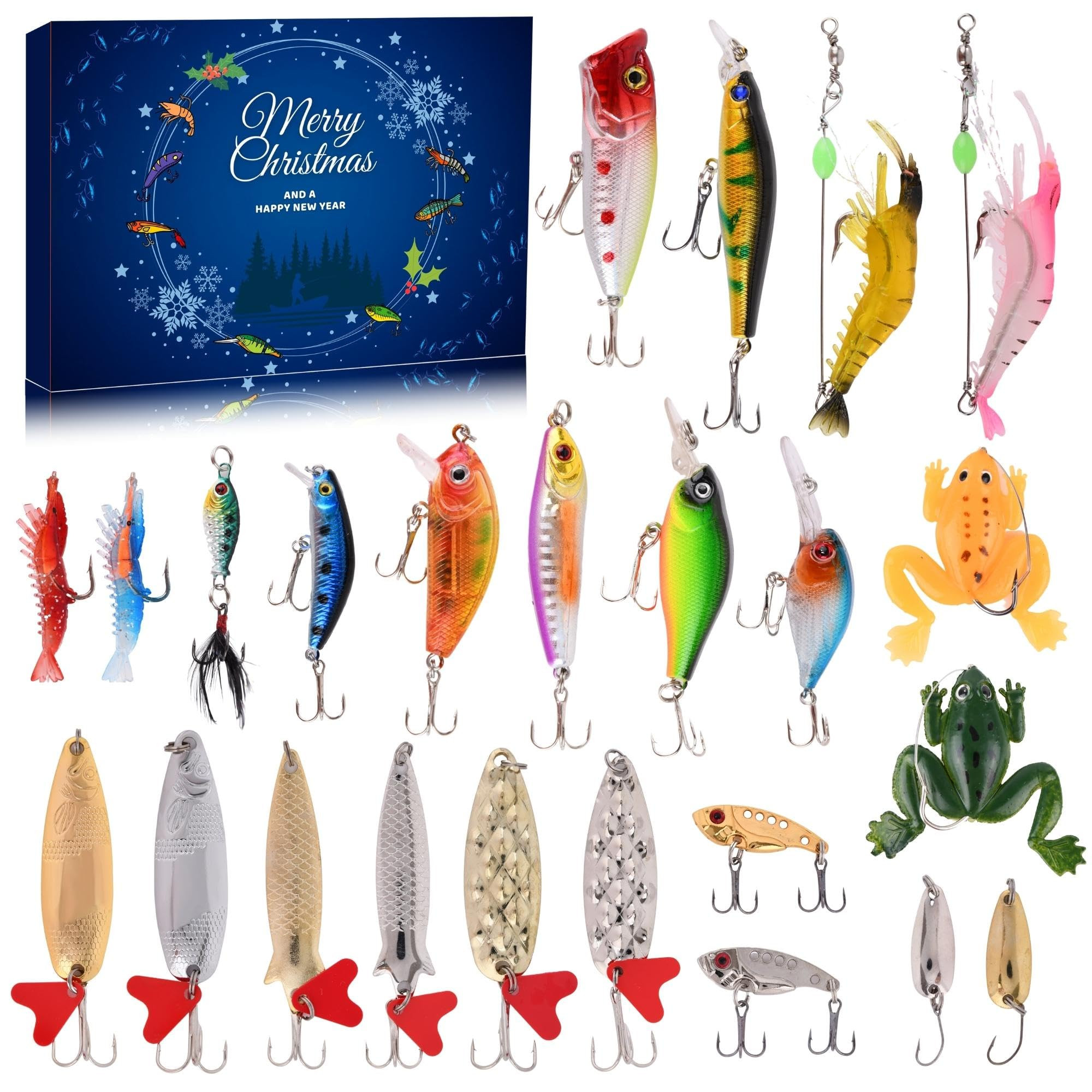Advent Calendar Fishing Christmas Countdown - 24 Days Fishing Lures Set for Fisher Adult Men Teen... | Amazon (US)