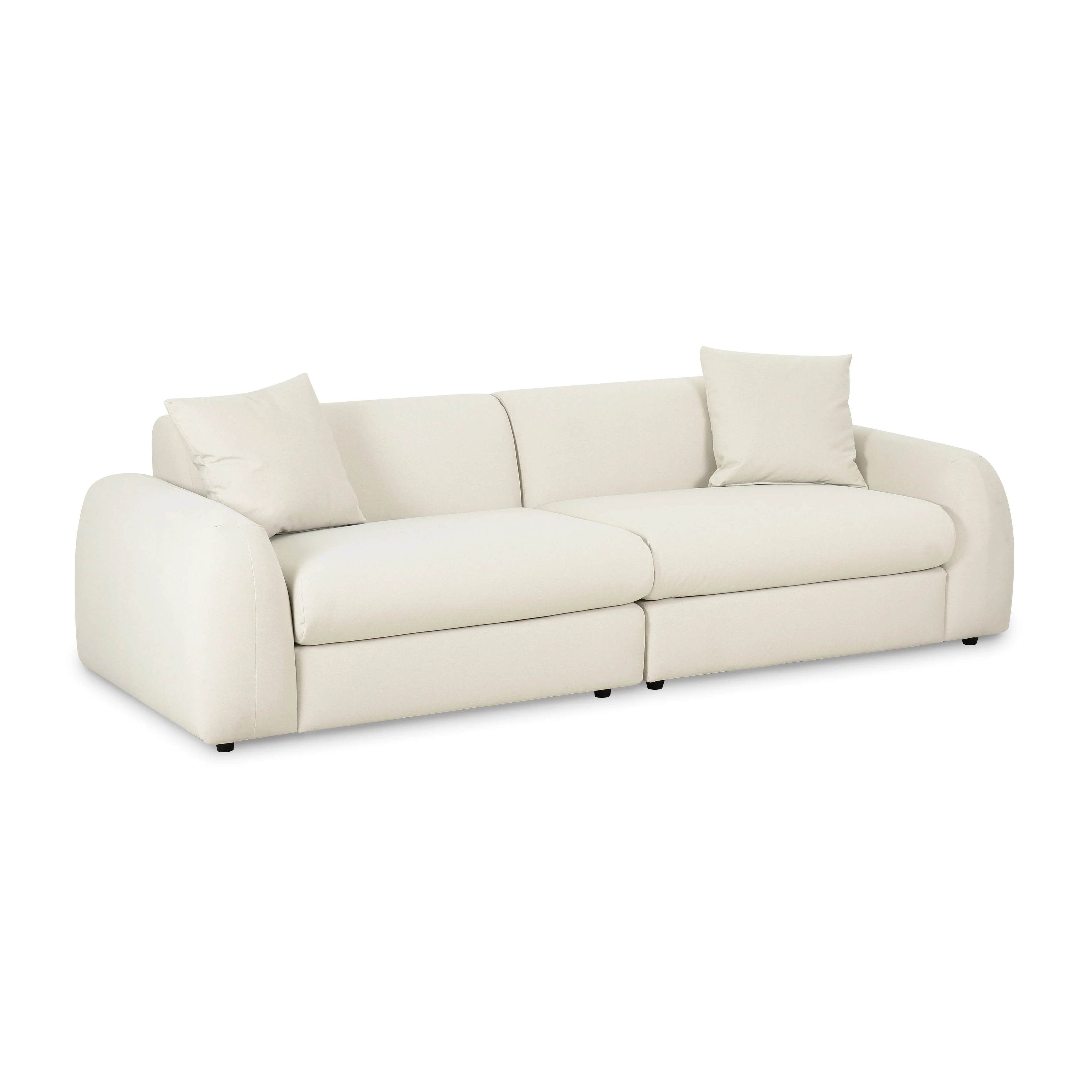 Kourtney Cream Faux Mohair 100" Sofa | TOV Furniture