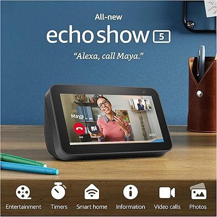 All-new Echo Show 5 (2nd Gen, 2021 release) | Smart display with Alexa and 2 MP camera | Charcoal | Amazon (US)