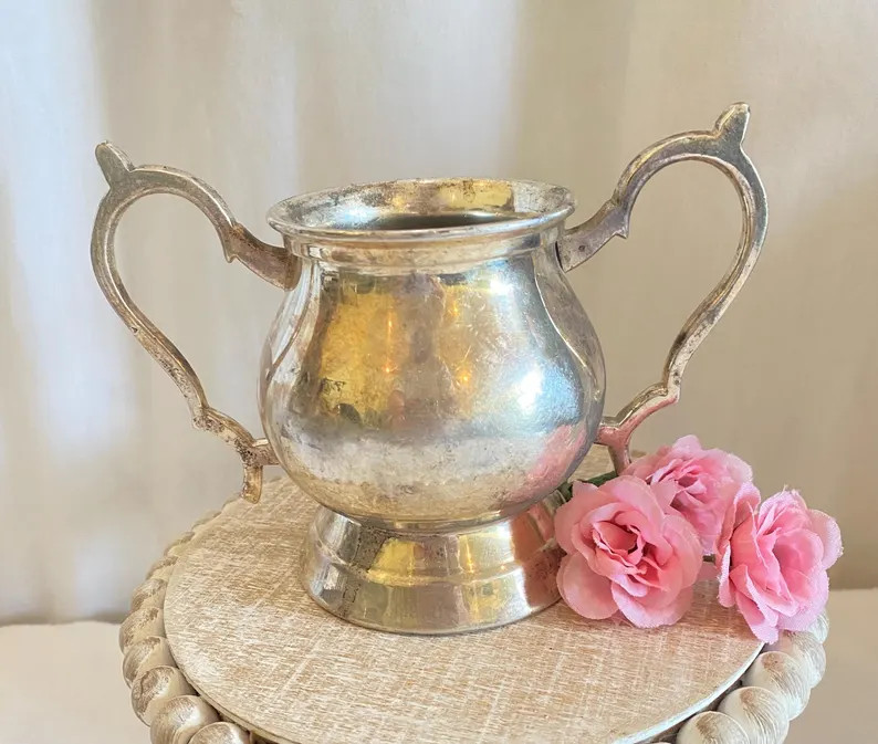 Silver Plate Sugar Bowl - Aged Patina - Vintage - Etsy | Etsy (Global)