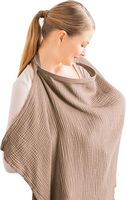 Konssy Muslin Nursing Cover for Baby Breastfeeding, Breathable 100% Cotton Breastfeeding Cover wi... | Amazon (US)