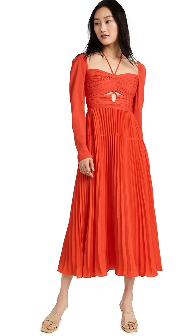 Red Stretch Cut Out Midi Dress | Shopbop