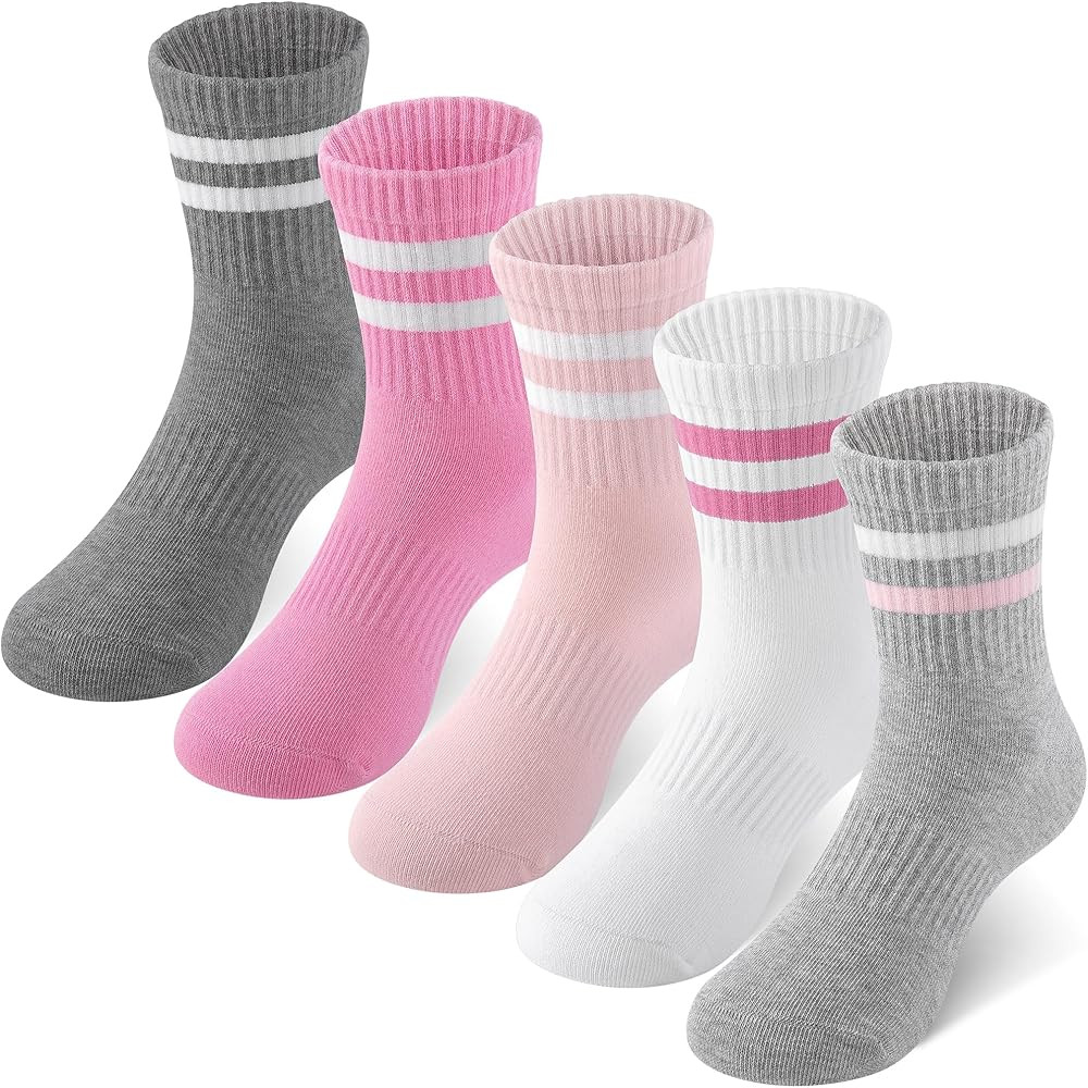 HONGTEYA Kids Socks for Girls Boys Soft Stretch Cotton Crew Seamless Athletic Socks School Unifor... | Amazon (US)