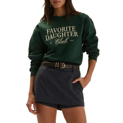 Favorite Daughter Club Graphic Sweatshirt in Forest/sugar at Nordstrom, Size X-Large | Nordstrom
