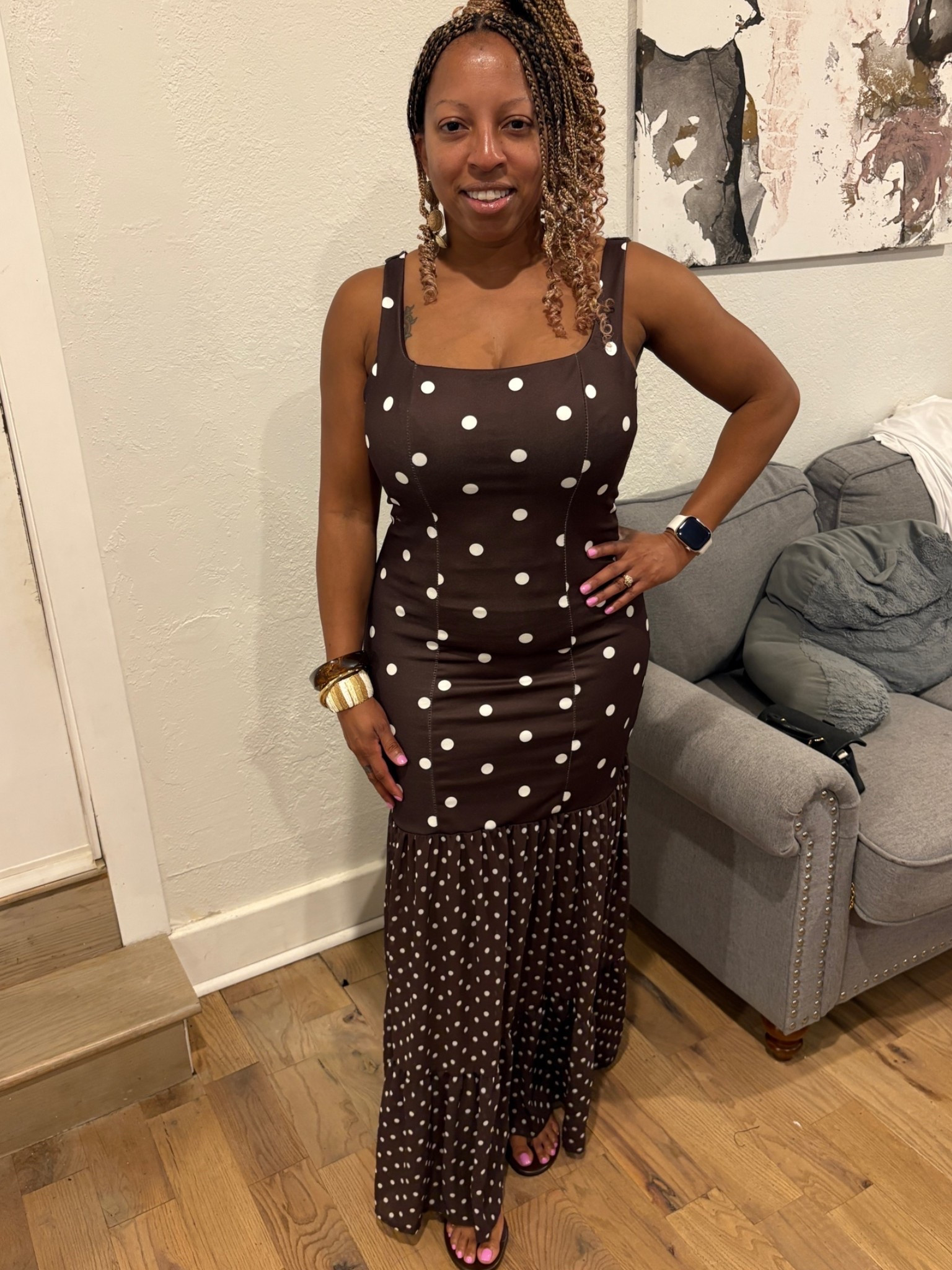 Brown polka dots sundress

#LTKootd