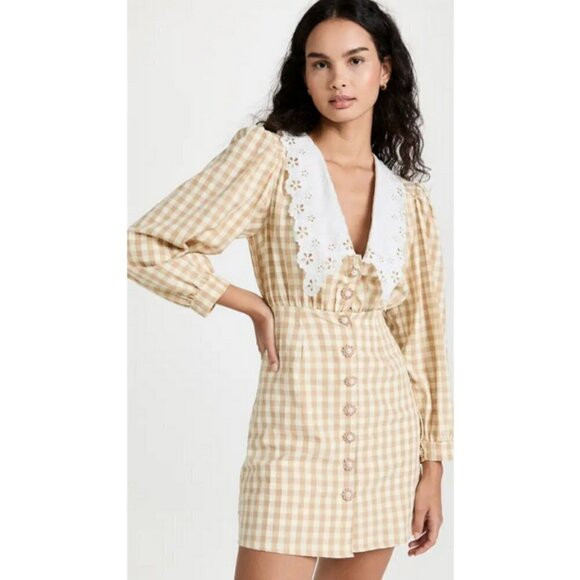 💕SISTER JANE💕 Honey Gingham Mini Dress ~ Primrose/ Yellow Small S NWT | Poshmark