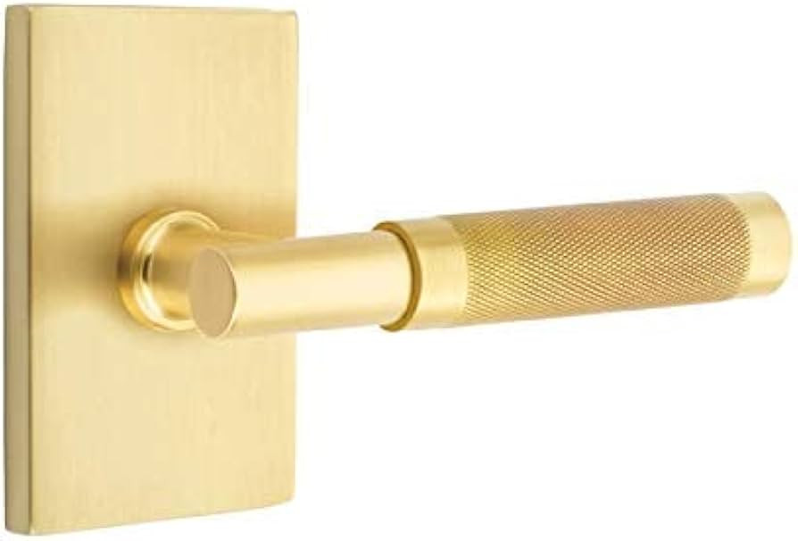 Emtek Select Privacy, Modern Rectangular Rosette, T-Bar Stem, Knurled Handle, Satin Brass, RH | Amazon (US)