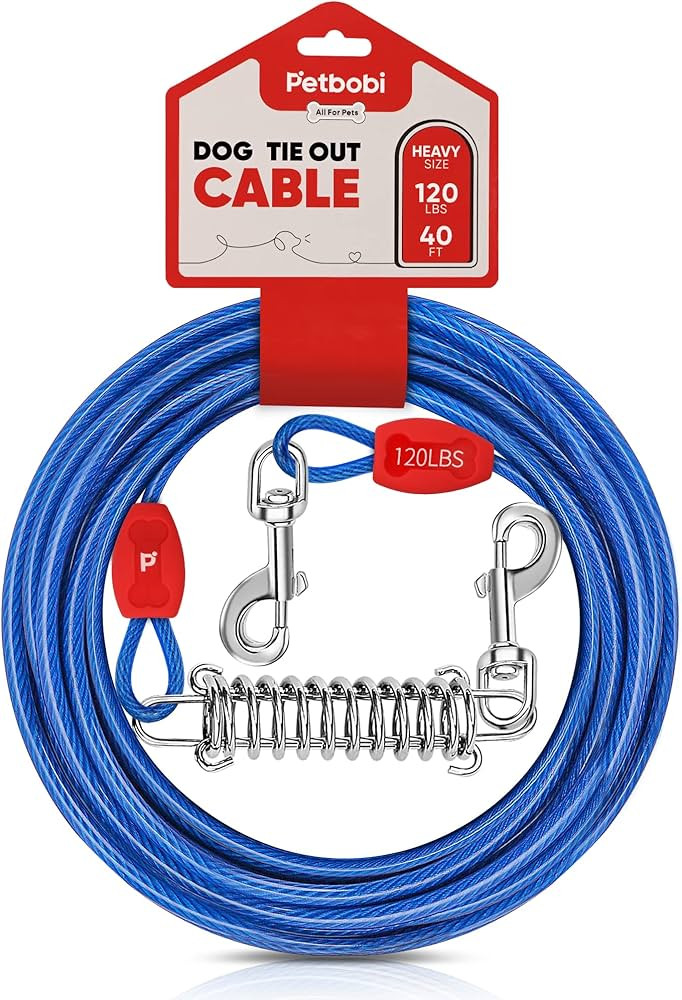 Petbobi Dog Tie Out Cable, 40ft Dog Tether for Yard, Camping, No Tangle Leash with Heavy Duty Buf... | Amazon (CA)