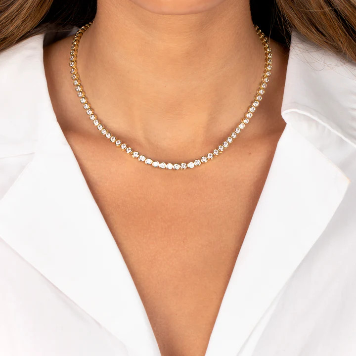 CZ Bezel Tennis Necklace | Adina Eden
