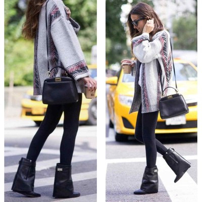 GIVENCHY Black Leather Short Shark Lock Ankle Boots Size 8 | eBay US