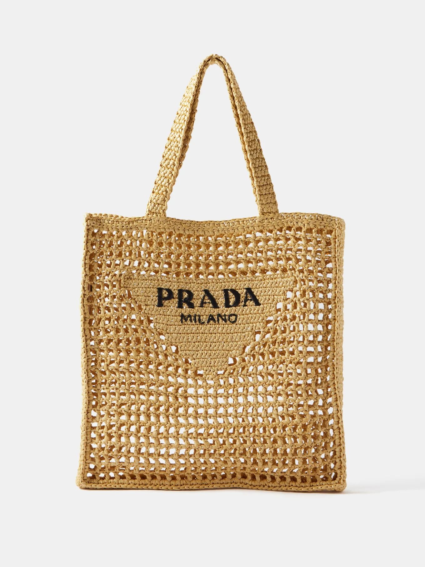Logo-woven raffia tote bag | Prada | Matches (UK)