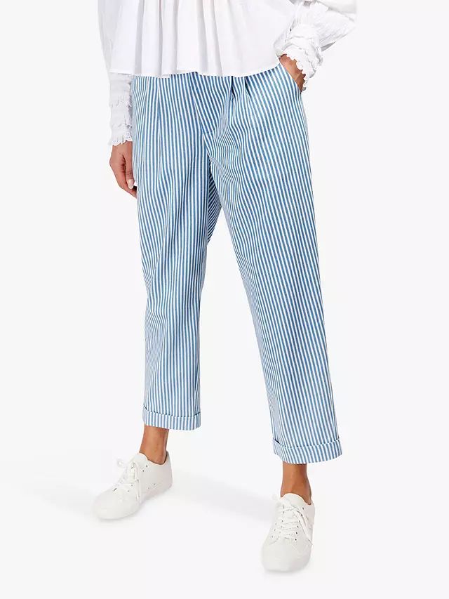 Somerset By Alice Temperley Cropped Striped Trousers, Blue | John Lewis (UK)