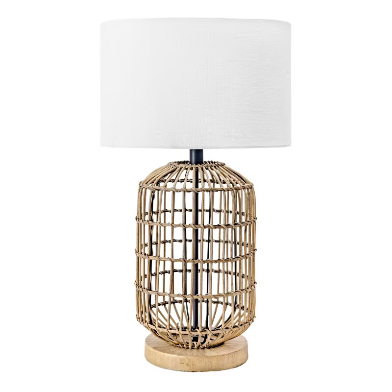 nuLOOM Gretna 25" Rattan & Iron Table Lamp Lighting - Brass 24.5" H x 15" W x 15" D | Target