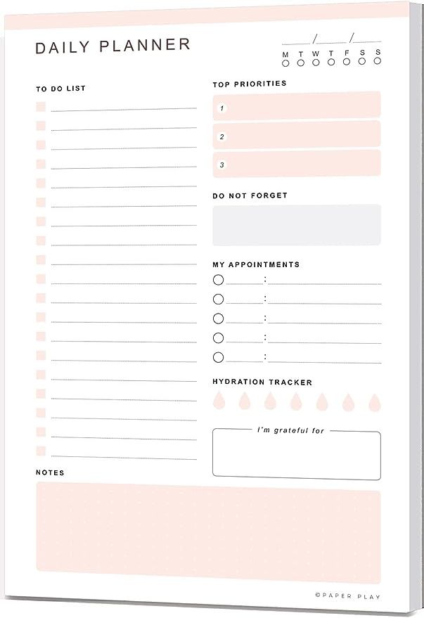 Daily Planner To Do List Notepad 52 Undated Tear-off Sheets | 6x9 Inch Desktop Daily Planning Not... | Amazon (US)