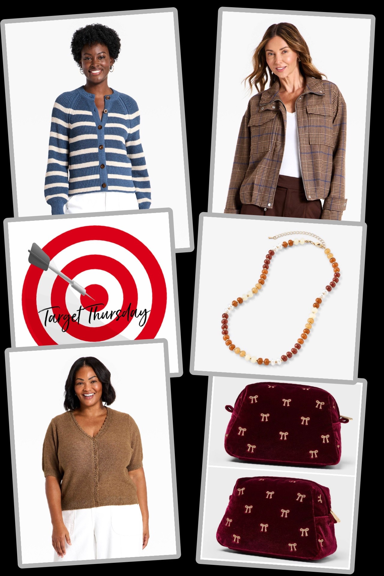Time for Target Thursday, a round up of fantastic New Arrivals worth checking out! 🎯

🎯 Universal Thread Women’s Iconic Cotton Cardigan - brand new color versions just launched in this best seller, including the beautiful striped version pictured that is so eye catching! Such an easy seasonal staple that’s so comfy for the months ahead. 

🎯 Universal Thread Women’s Short Sleeve Heirloom V-Neck Cardigan Sweater - I recently came across this in store, and it’s SO cute!! It has such feminine detailing on the neckline and cuffs, and is available in four lovely colors. The softest fabric also that’s easy to wear any time of year!

🎯 A New Day Women’s Plaid Funnel Neck Field Jacket - we’re entering the time of year where temps can have a huge swing during the day, and a light jacket is great to own! This new arrival just screams Fall 🍁 Has an excellent fit, and is available at a great price point for a cute jacket!

🎯 Universal Thread Acrylic Beaded Necklace - I very rarely feature Target jewelry but this necklace deserves a moment! It combines a couple of major trends this year - the candy bead necklace trend is HUGE, plus this version features a multitude of shades in THE color of the season. Definitely a fun accessory that will pull together an entire outfit!  

🎯 Sonia Kashuk Burgundy Velvet Makeup Bag - how absolutely adorable is this new makeup bag?! Looks so plush in person, and is simply the cutest with the gold bows. Excellent for gifting as well 🎀

#targetthursday #targetfinds #targetstyle

#LTKootd #LTKSeasonal #LTKHome