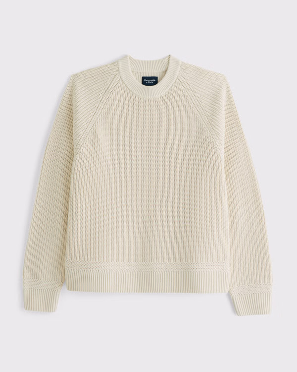 Men's Oversized Waffle Crew Sweater | Men's Tops | Abercrombie.com | Abercrombie & Fitch (US)