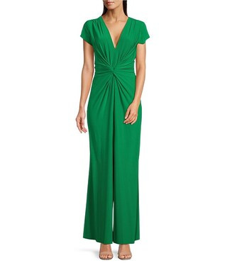 Vince Camuto V-Neck Short Sleeve Twist Front Jumpsuit | Dillard's | Dillard's