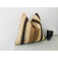 striped Pillow Cover -16x16 Neutral Kilim Cushion -Vintage Home Decor -Wool Throw -Boho -Small Turki | Etsy (US)