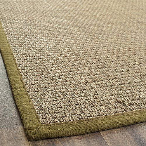Safavieh Natural Fiber Collection NF114G Basketweave Natural and Olive Seagrass Area Rug (2' x 3') | Amazon (US)
