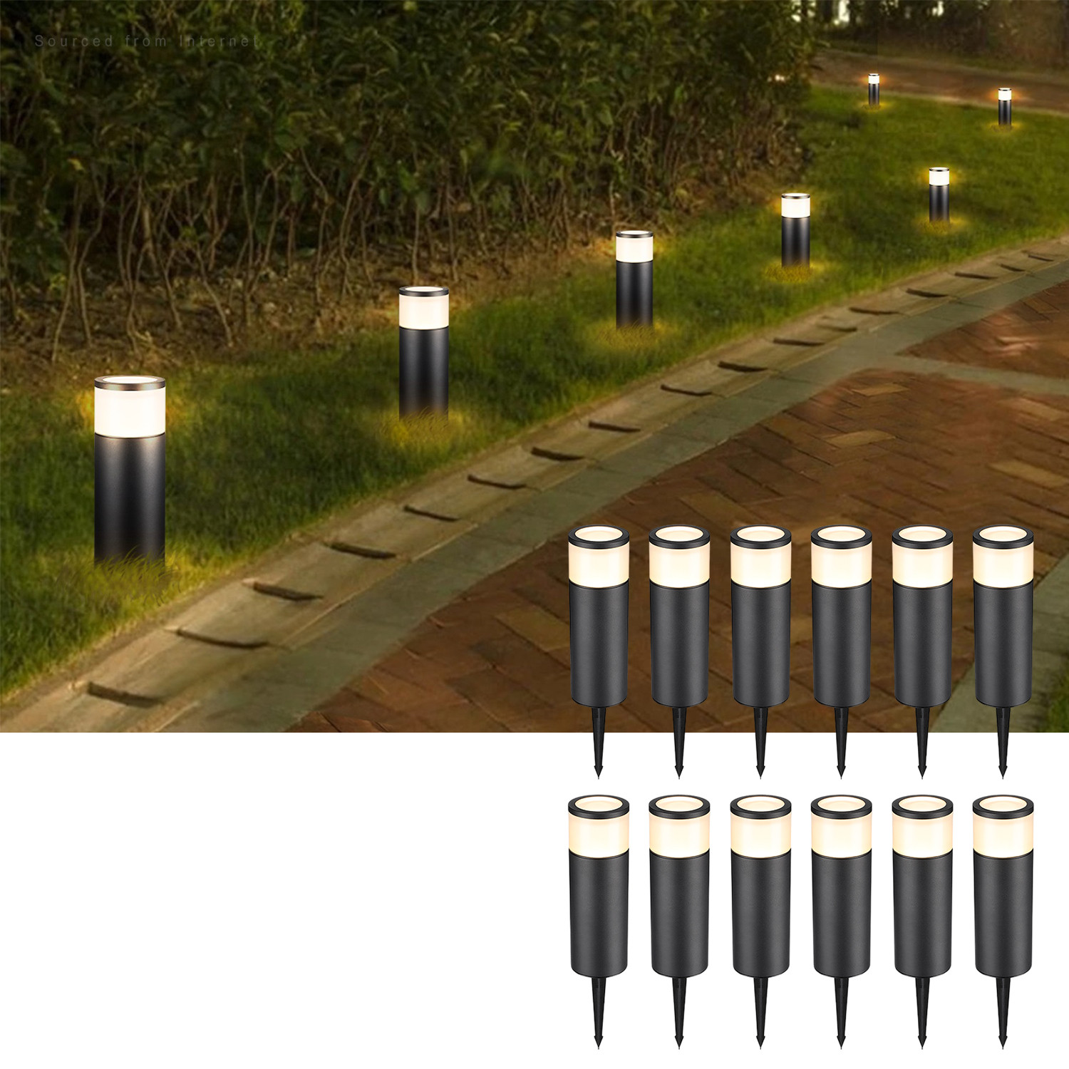 Better Homes & Gardens Wyatt Solar Powered Black LED Landscape Bollard Pathway Light, 15 Lumens | Walmart (US)