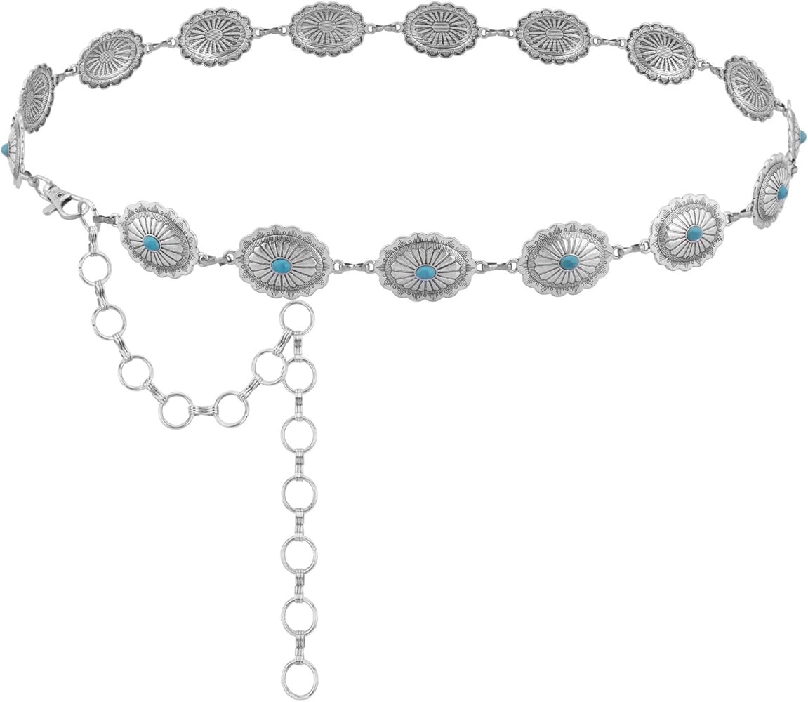 Rustic Couture's Western Concho Belt for Women Cowgirl Metal Country Chain Belt | Amazon (US)