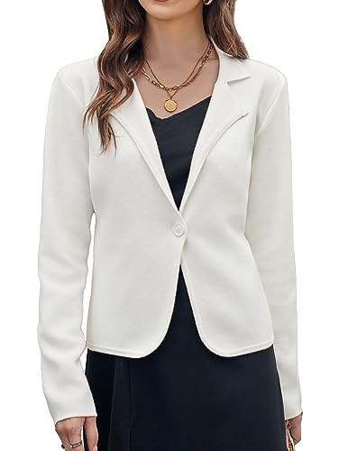 Women Sweater Blazer Jackets Casual Knit Open Front Business Cardigans for Women Blazer Lightweight White L | Amazon (US)