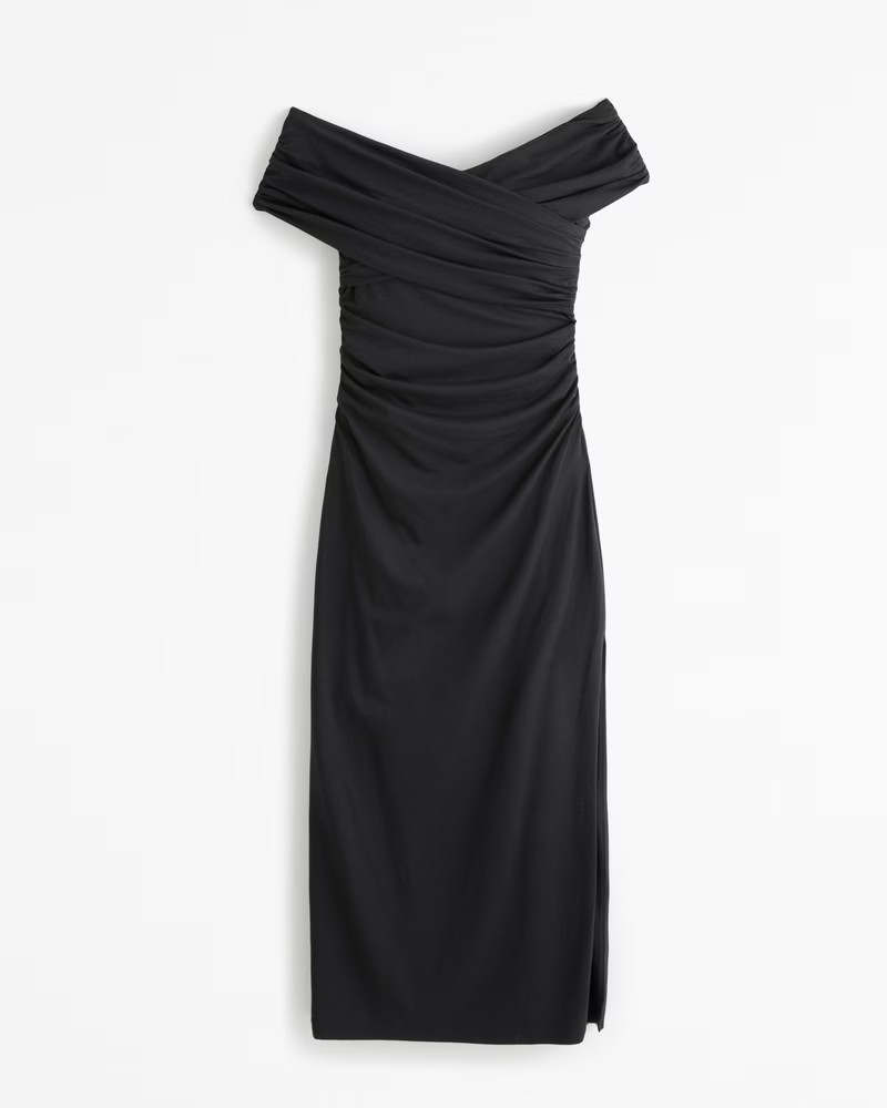 Off-The-Shoulder Knit Midi Dress | Abercrombie & Fitch (US)