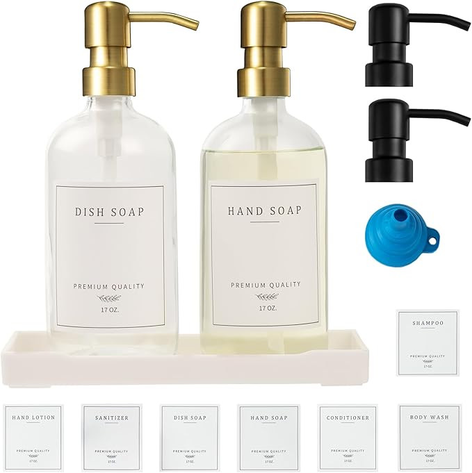 Glass Soap Dispenser for Kitchen Sink,Farmhouse Kitchen Dish Soap Dispenser&Hand Soap Dispenser S... | Amazon (US)