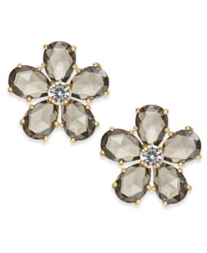 kate spade new york 14k Gold-Plated Flower Crystal Stud Earrings | Macys (US)