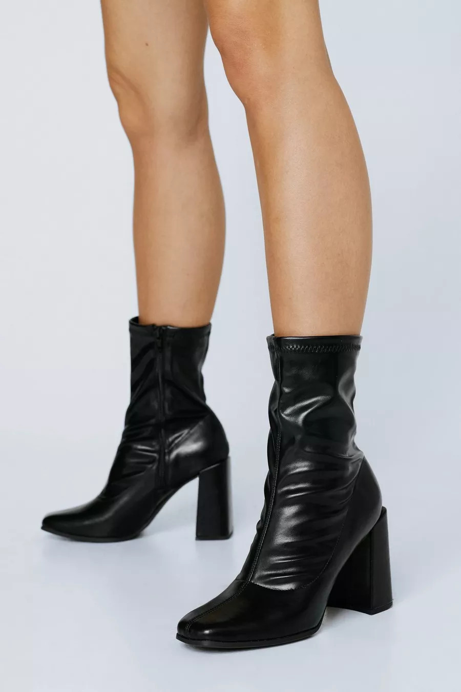 Faux Leather Ankle Sock Boots | Nasty Gal (US)