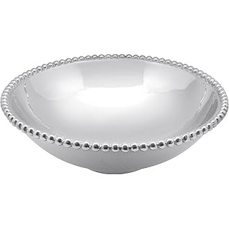 Mariposa Pearled Serving Bowl, Silver, Large | Amazon (US)