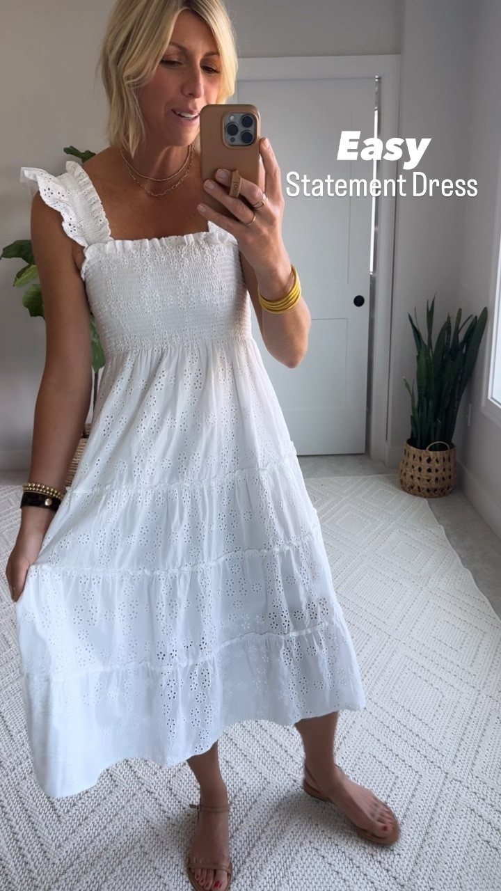 A classic cotton white eyelet dress will forever be my go to summer uniform! I love how light and breezy this dress is. It’s fully lined and I am wearing my true size small

#LTKOver40 #LTKSeasonal #LTKVideo