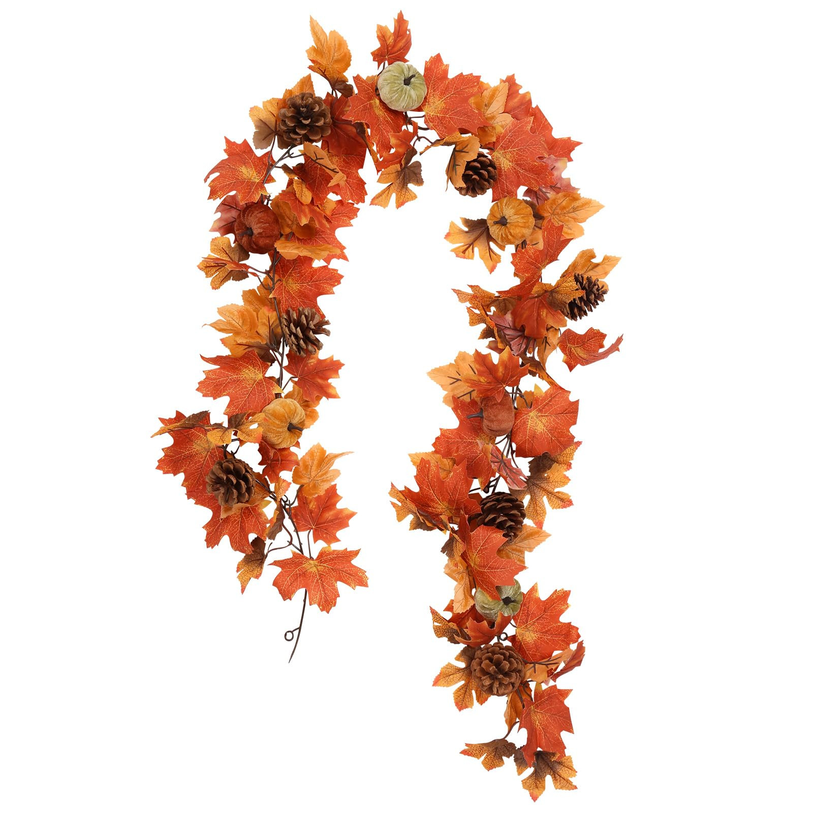 Super Holiday 6FT Fall Garland, Fall Maple Leaf Garland Decor with Velvet Pumpkin/Pine Cone, for ... | Amazon (US)
