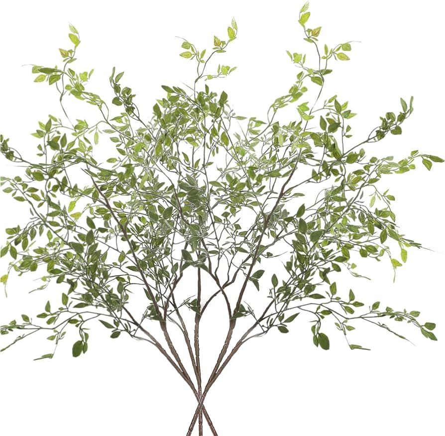 Garhelper 3Pcs Artificial Greenery Plant Branches, 43inch 2 Fork Fake Silk Nandina domestica Thun... | Amazon (US)