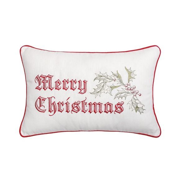 C&F Home 14" x 22" Wenham Holly Merry Christmas Embroidered Throw Pillow | Target