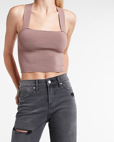 Body Contour Cross Back Cropped Sweater Tank | Express