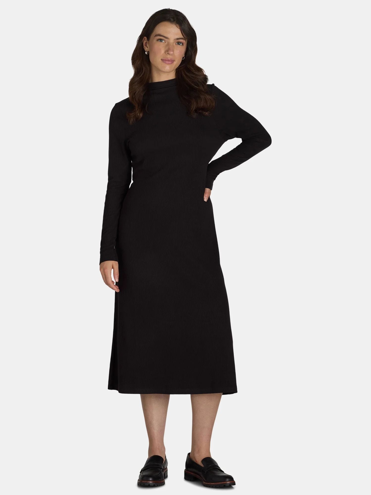 Time and Tru Women's Ribbed Hacci Dress, Sizes XS-4X - Walmart.com | Walmart (US)